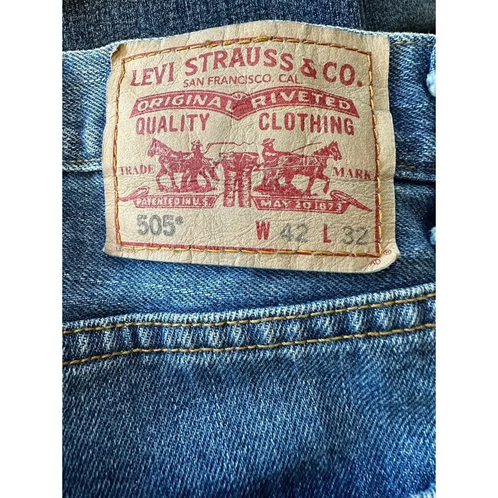 Levis Jeans 505 Jeans‎ Mens 42x32* Regular Fit Blue Denim 2008 EUC